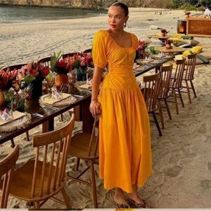 Free people yellow cutout dress